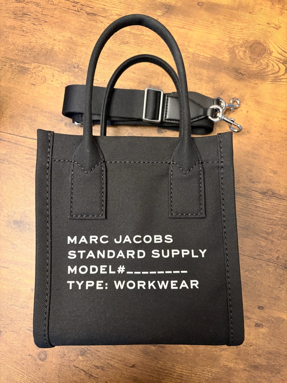 Marc Jacobs Black Canvas Tote with White Logo